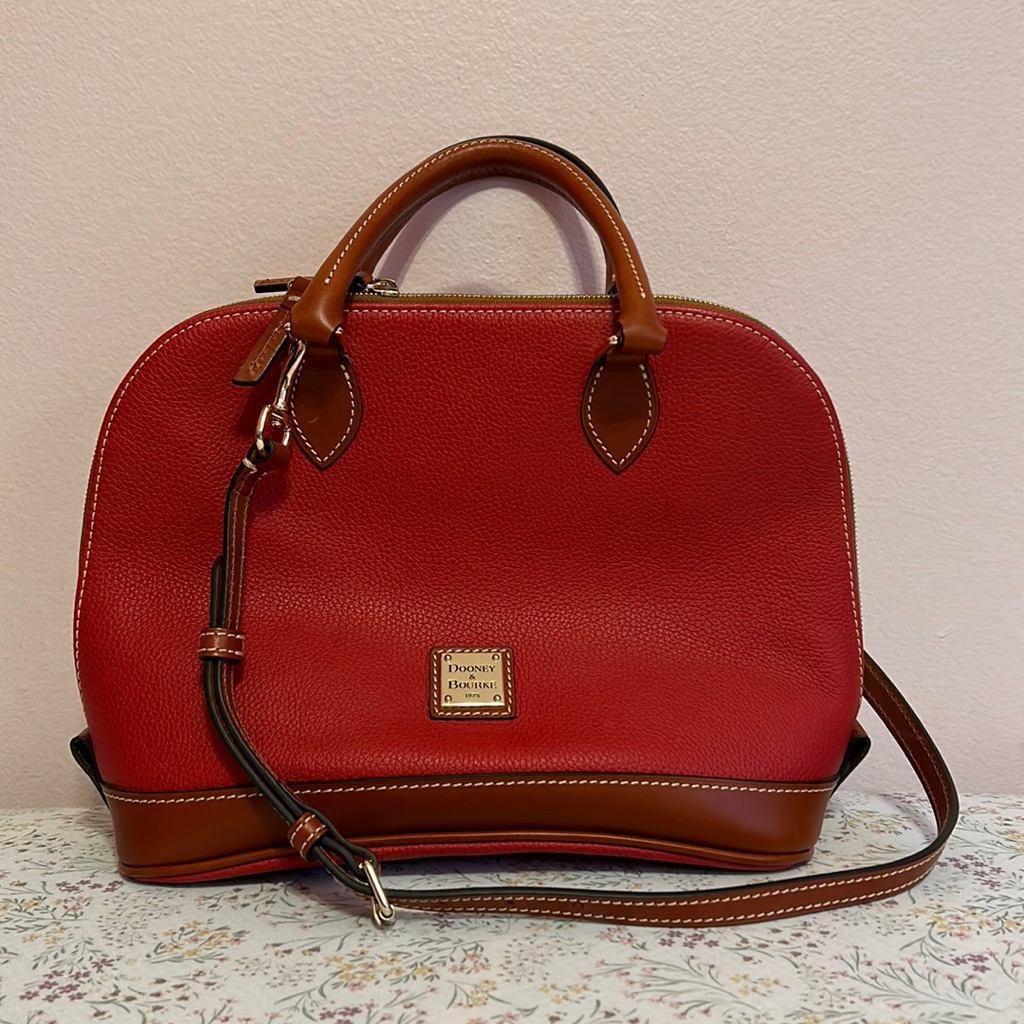 Dooney & Bourke Pebble Grain Zip Satchel In Red